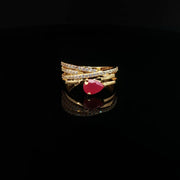 22K Gold, Pear-Shaped Semi Precious Ruby Elegance