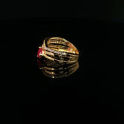 22K Gold, Pear-Shaped Semi Precious Ruby Elegance