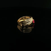 22K Gold, Pear-Shaped Semi Precious Ruby Elegance