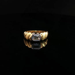 22K Gold, Emerald-Cut CZ Sparkle