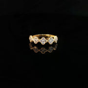 22K Gold Clover Ring with CZ Sparkle
