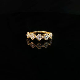 22K Gold Clover Ring with CZ Sparkle