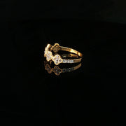 22K Gold Clover Ring with CZ Sparkle