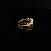 22K Gold Clover Ring with CZ Sparkle