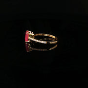 22K Yellow Gold Ring with Semi Precious Emerald-Cut Ruby