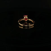 22K Yellow Gold Ring with Semi Precious Emerald-Cut Ruby