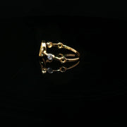 22K Yellow Gold CZ Ring with Round Cut Diamonds and Floral Motif