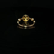 22K Yellow Gold CZ Ring with Round Cut Diamonds and Floral Motif