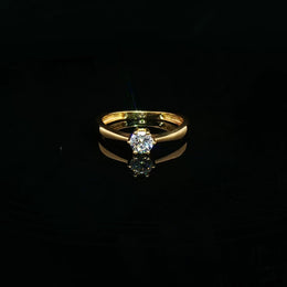 22K Yellow Gold CZ Solitaire Ring