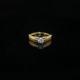 22K Gold Multi-Stone Ring with Round CZ Center & CZ Sides