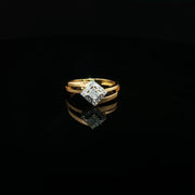 22K Gold Multi-Stone Ring with Square CZ Center