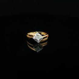 22K Gold Multi-Stone Ring with Square CZ Center