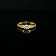 22K Yellow Gold Solitaire Engagement Ring with Brilliant-Cut Cubic Zirconia