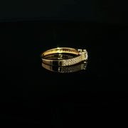 22K Yellow Gold Solitaire Engagement Ring with Brilliant-Cut Cubic Zirconia