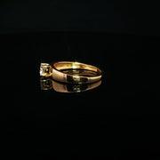 22K Yellow Gold Solitaire Ring with Round Brilliant Cubic Zirconia and High-Polish Finish