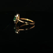 22K Yellow Gold Oval Emerald Ring with CZ Accents