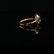 22K Yellow Gold Oval Emerald Ring with CZ Accents