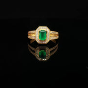 22K Yellow Gold Cocktail Ring with Princess-Cut Semi-Precious Emerald