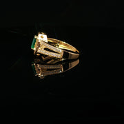 22K Yellow Gold Cocktail Ring with Princess-Cut Semi-Precious Emerald