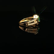22K Yellow Gold Cocktail Ring with Princess-Cut Semi-Precious Emerald