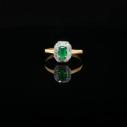 22K Gold Brilliance, Radiant-Cut Emerald