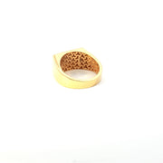 Yellow Gold Signet Ring with Square Cut Round Diamonds