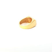 Yellow Gold Signet Ring with Square Cut Round Diamonds