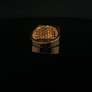 Yellow Gold Signet Ring with Square Cut Round Diamonds