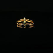 22K Yellow Gold Solitaire Ring with Round Brilliant Cubic Zirconia, Engraved Band
