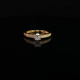 22K Yellow Gold Engagement Ring with Round Brilliant Cubic Zirconia