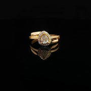 22K Yellow Gold Multi-Stone Ring with Pear-Shaped Cubic Zirconia and Satin-Polished Finish