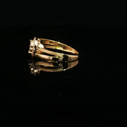 22K Yellow Gold Multi-Stone Ring with Pear-Shaped Cubic Zirconia and Satin-Polished Finish