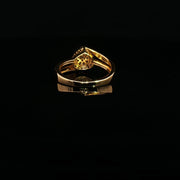 22K Yellow Gold Multi-Stone Ring with Pear-Shaped Cubic Zirconia and Satin-Polished Finish