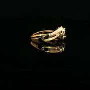 22K Yellow Gold Multi-Stone Ring with Pear-Shaped Cubic Zirconia and Satin-Polished Finish