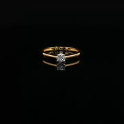 22K Yellow Gold Solitaire Ring with Round Brilliant Cubic Zirconia