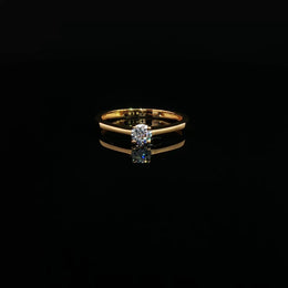22K Yellow Gold Solitaire Ring with Round Brilliant Cubic Zirconia