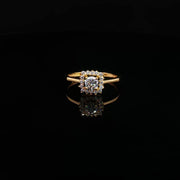 22K Yellow Gold Multi-Stone Ring with Round Brilliant Cubic Zirconia and Halo
