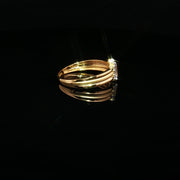 22K Yellow Gold Multi-Stone Ring with Emerald-Cut Cubic Zirconia