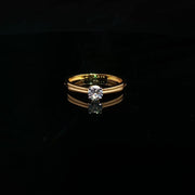 22K Classic Yellow Gold Solitaire Ring with Round Cut Cubic zirconia