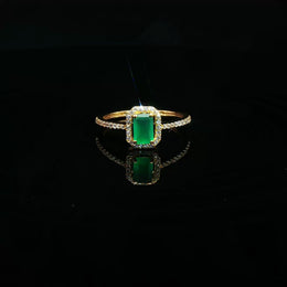 22K Yellow Gold Cocktail Ring with Princess Cut Semi Precious Emerald