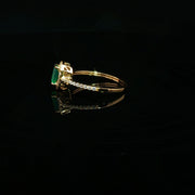 22K Yellow Gold Cocktail Ring with Princess Cut Semi Precious Emerald