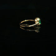 22K Yellow Gold Cocktail Ring with Princess Cut Semi Precious Emerald