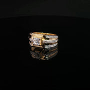 Yellow Gold Ring with Round Cut American Diamond