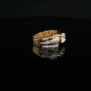 Yellow Gold Ring with Round Cut American Diamond