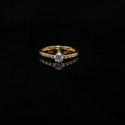 22K Yellow Gold Solitaire Ring with Round Brilliant Cubic Zirconia