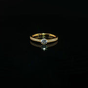 22K Yellow Gold Solitaire Ring with Sparkling Round CZ and Vintage Millgrain Sides