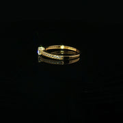 22K Yellow Gold Solitaire Ring with Sparkling Round CZ and Vintage Millgrain Sides