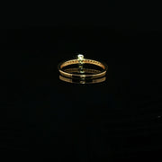 22K Yellow Gold Solitaire Ring with Sparkling Round CZ and Vintage Millgrain Sides