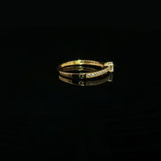 22K Yellow Gold Solitaire Ring with Sparkling Round CZ and Vintage Millgrain Sides