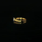 22K Yellow Gold Textured Solitaire Ring with Brilliant-Cut Cubic Zirconia